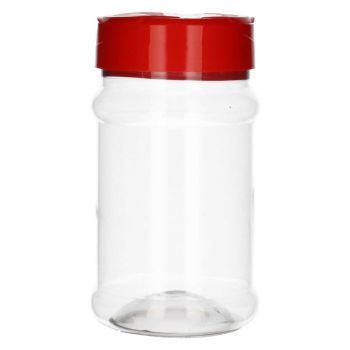 330 ml Spice round PET transparent + Streuer deckel rot